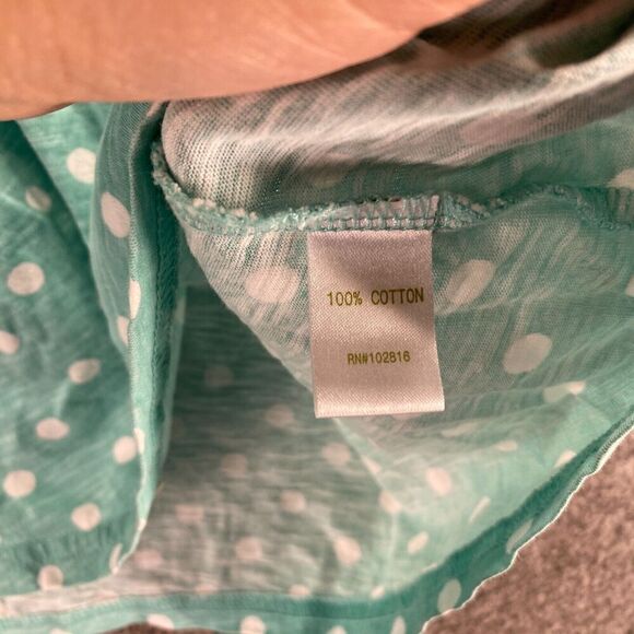 Garnet Hill T-Shirt Women XS Blue Polka Dot Short Sleeve Round Neck Cotton - Picture 6 of 9